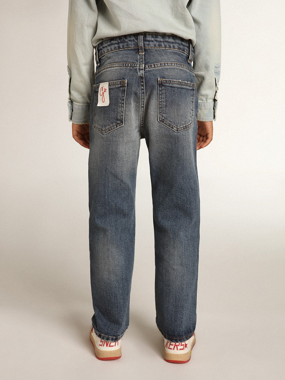 Boys' stretch jeans in blue denim| Golden Goose