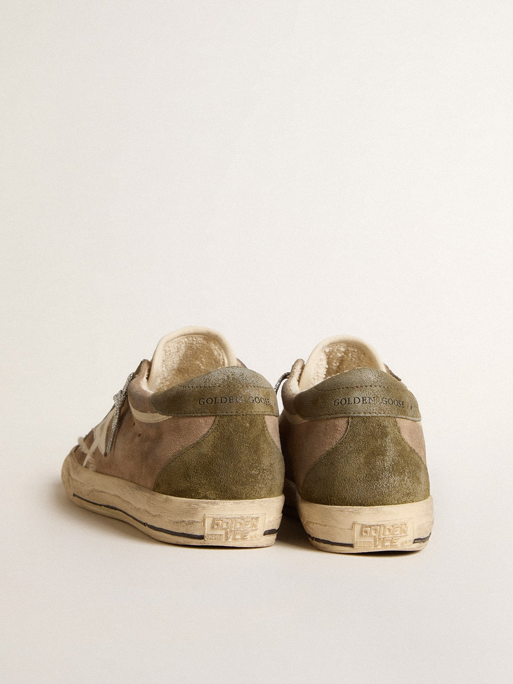 Super-Star LTD in dove-gray suede with leather star and suede heel tab| Golden Goose