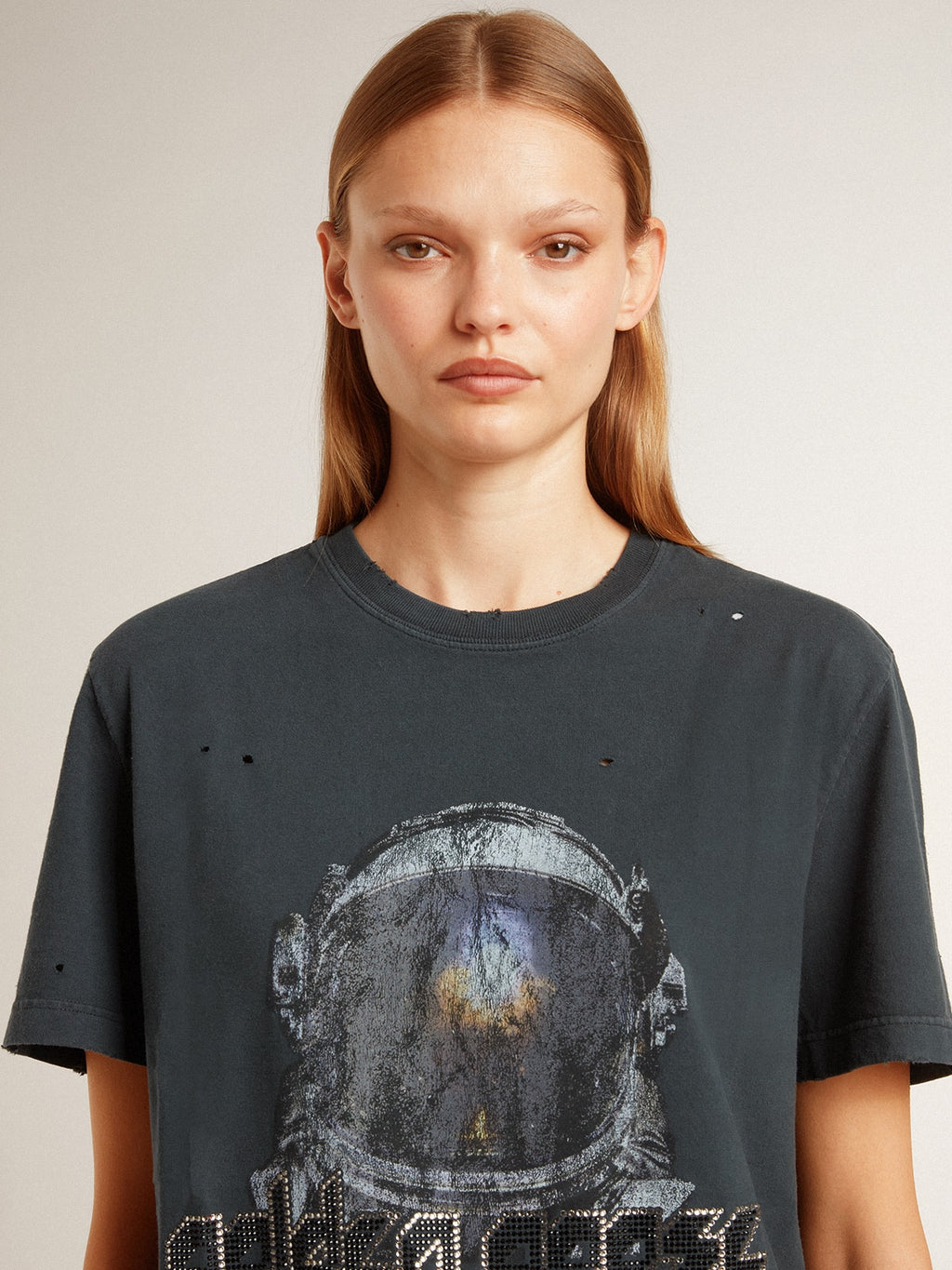 Black T-shirt with multicolor print| Golden Goose