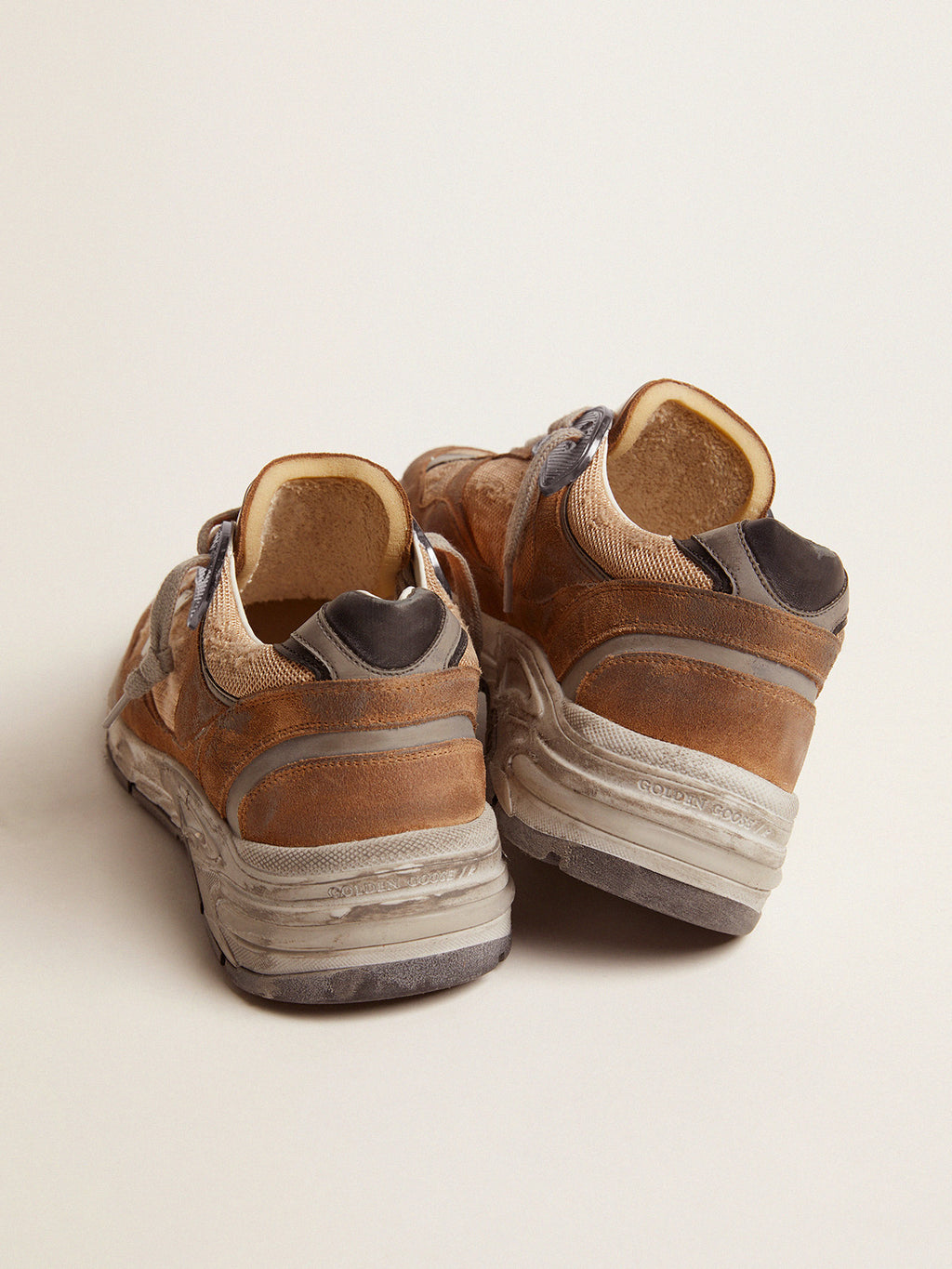 Men's Dad-Star in tobacco-colored mesh and suede with white star| Golden Goose