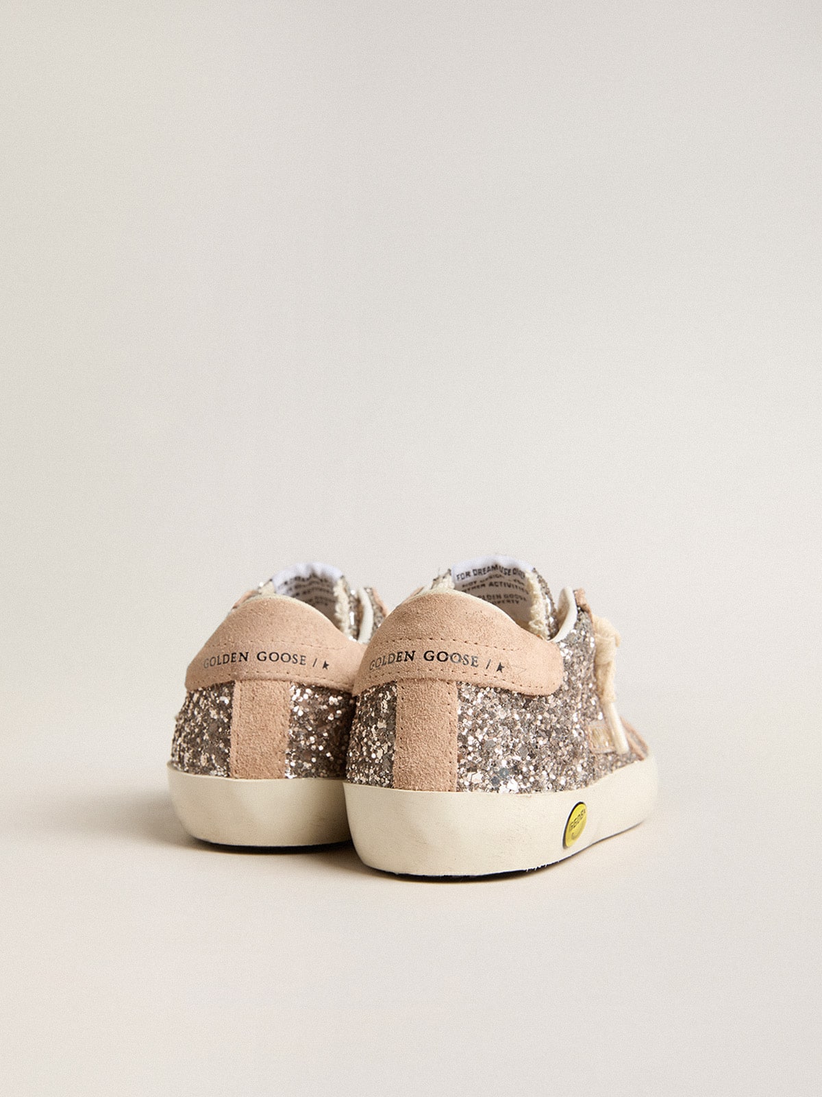 Junior Super-Star in glitter with suede star and heel tab| Golden Goose