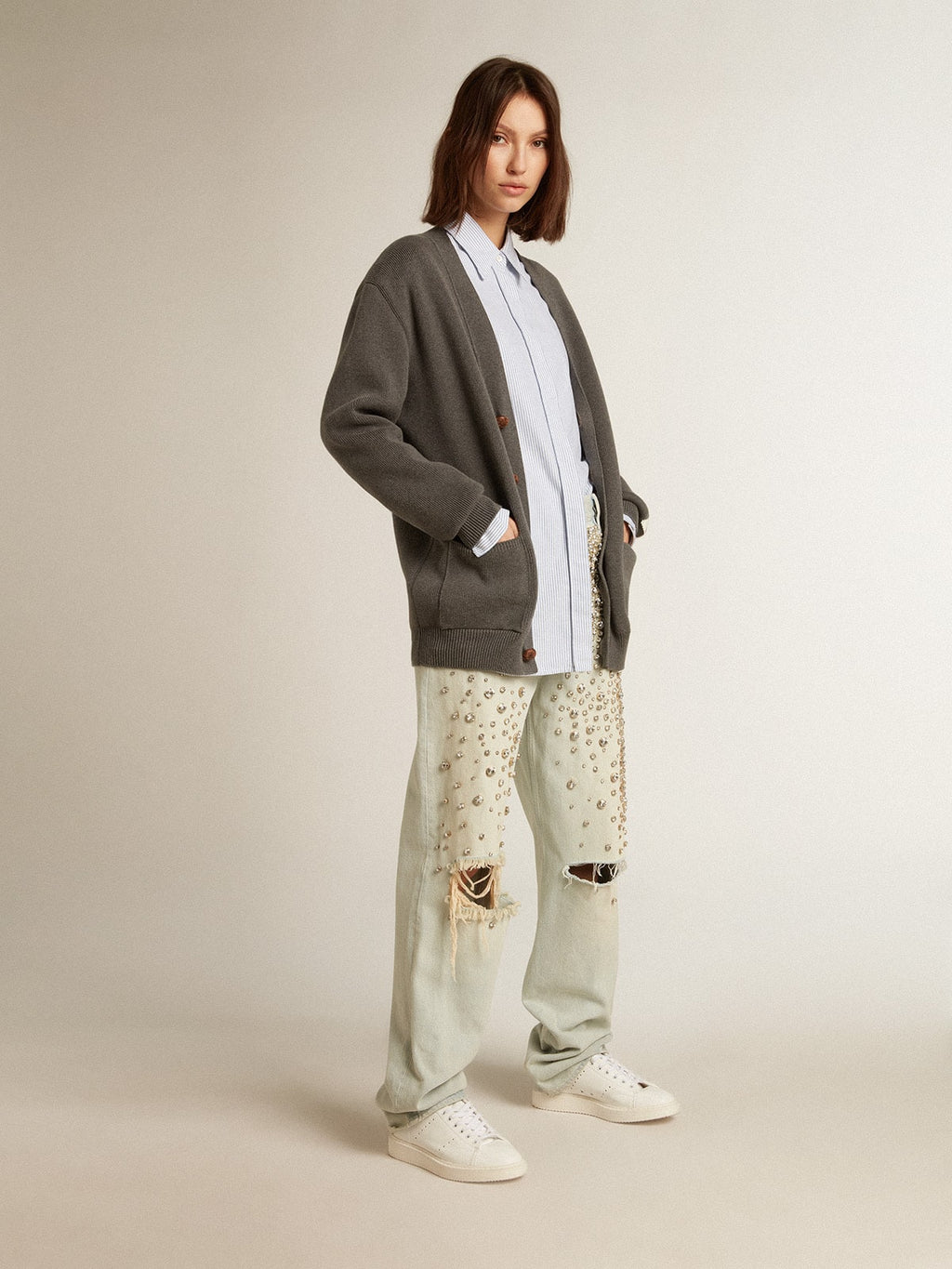 Women's bio-based Starter with white star and heel tab| Golden Goose