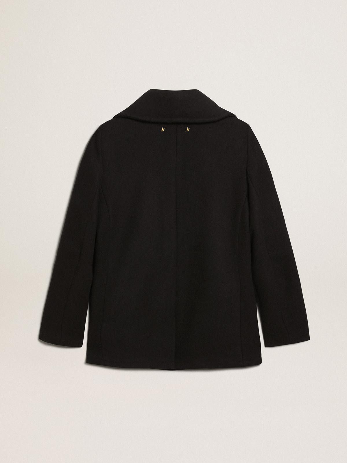 Women's dark blue peacoat with gold-colored heraldic buttons| Golden Goose