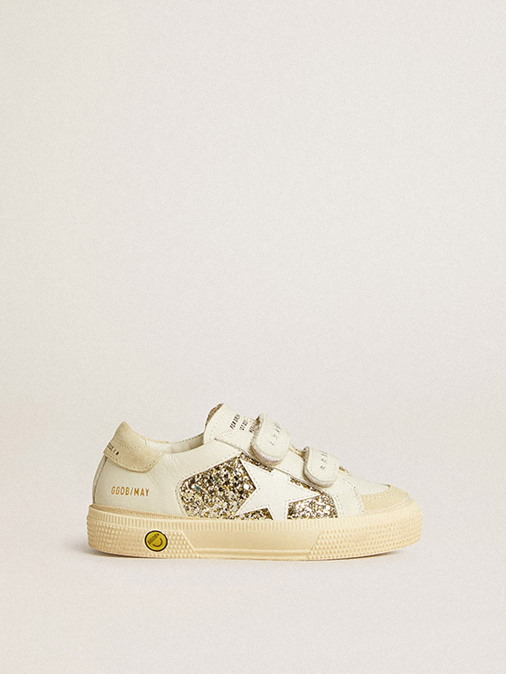 May School Junior in glitter with leather star and suede heel tab| Golden Goose