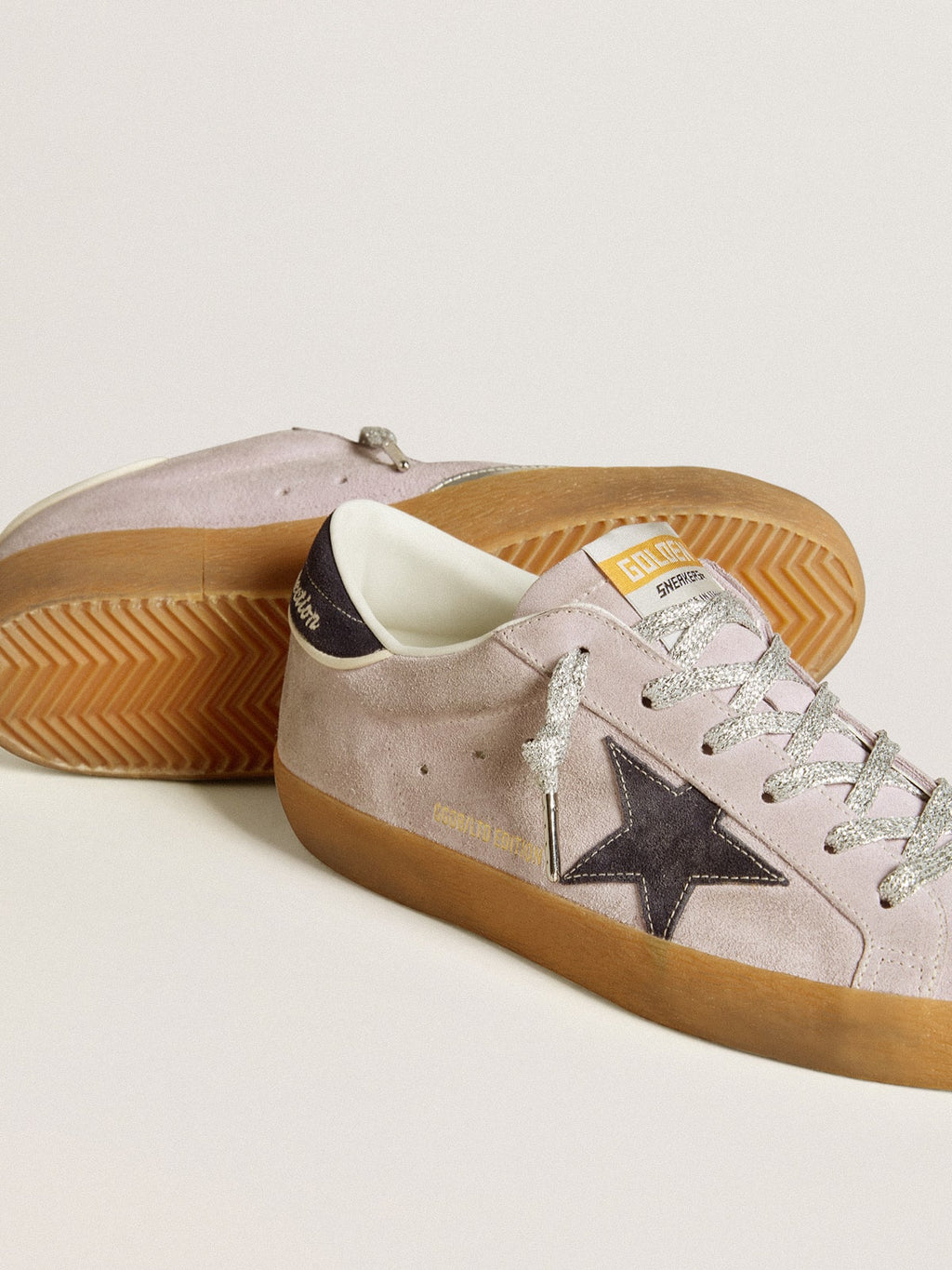 Super-Star LTD in lilac suede with midnight blue suede star and heel tab| Golden Goose