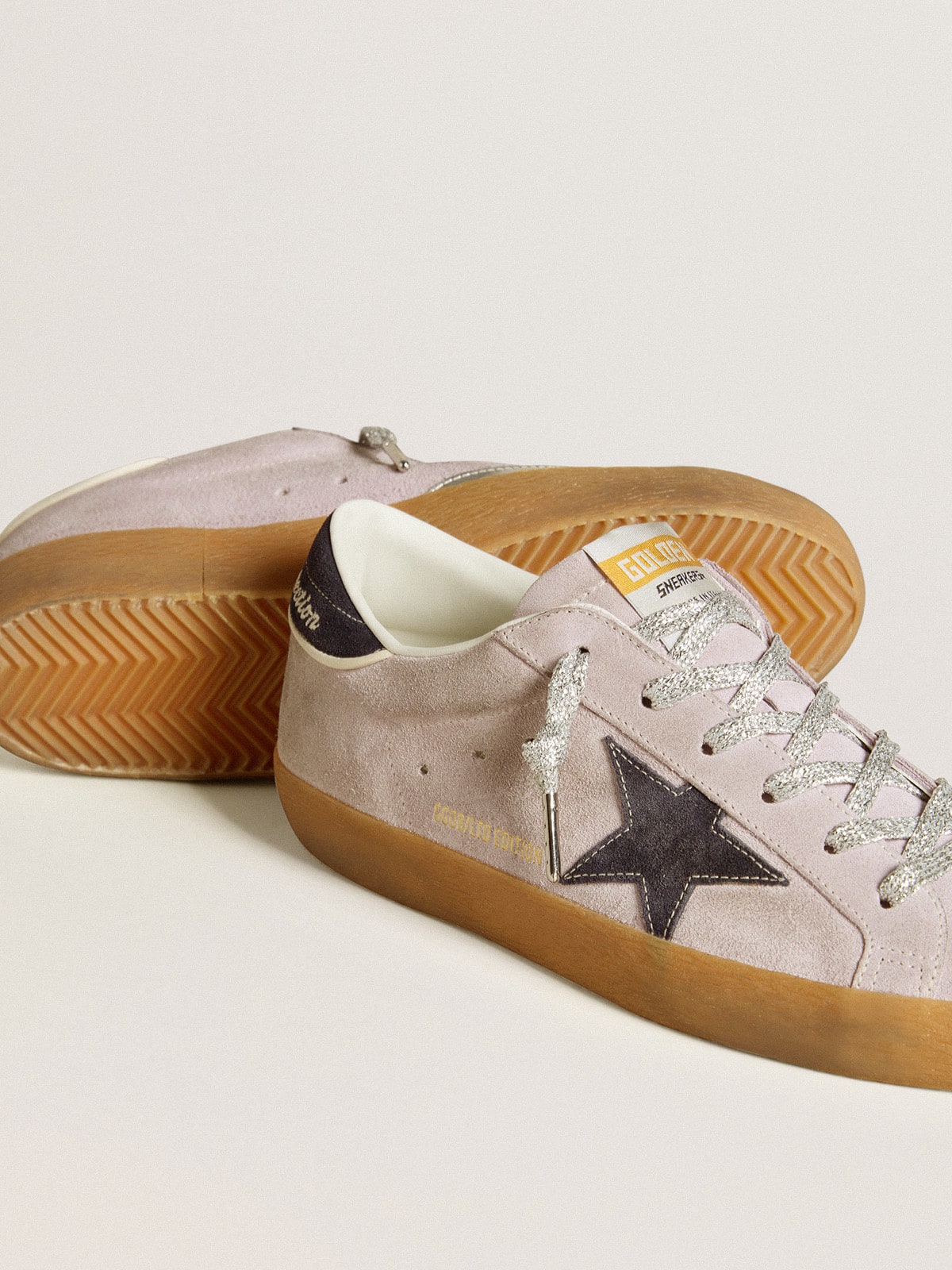 Super-Star LTD in lilac suede with midnight blue suede star and heel tab| Golden Goose