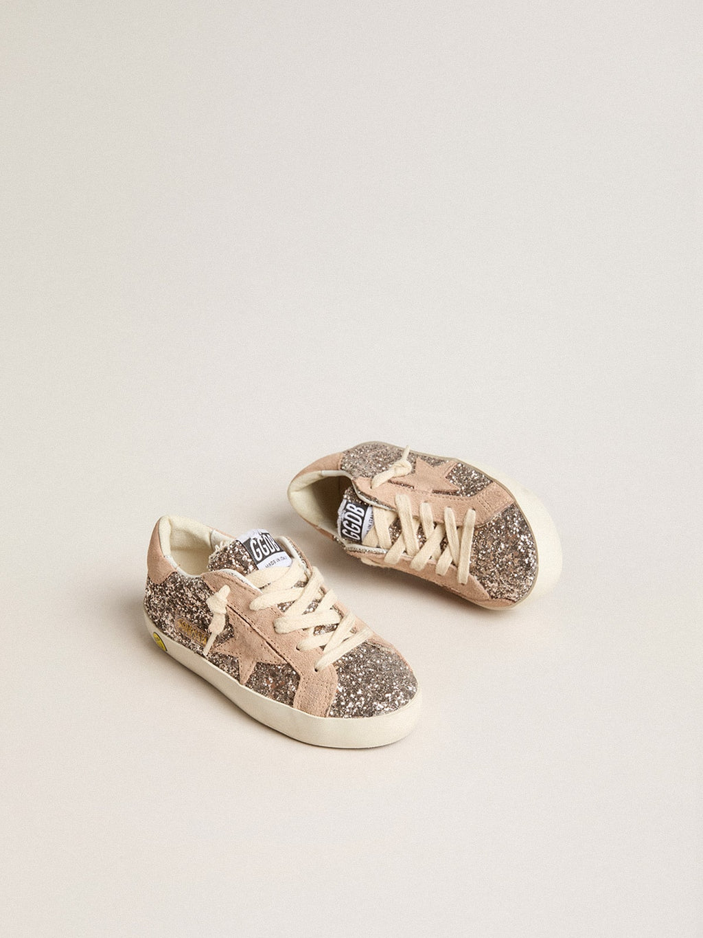 Junior Super-Star in glitter with suede star and heel tab| Golden Goose