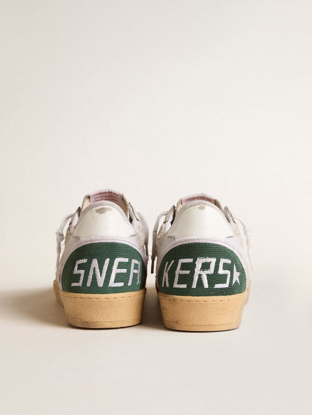 Ball Star LTD in white crackle leather and mesh with suede star| Golden Goose