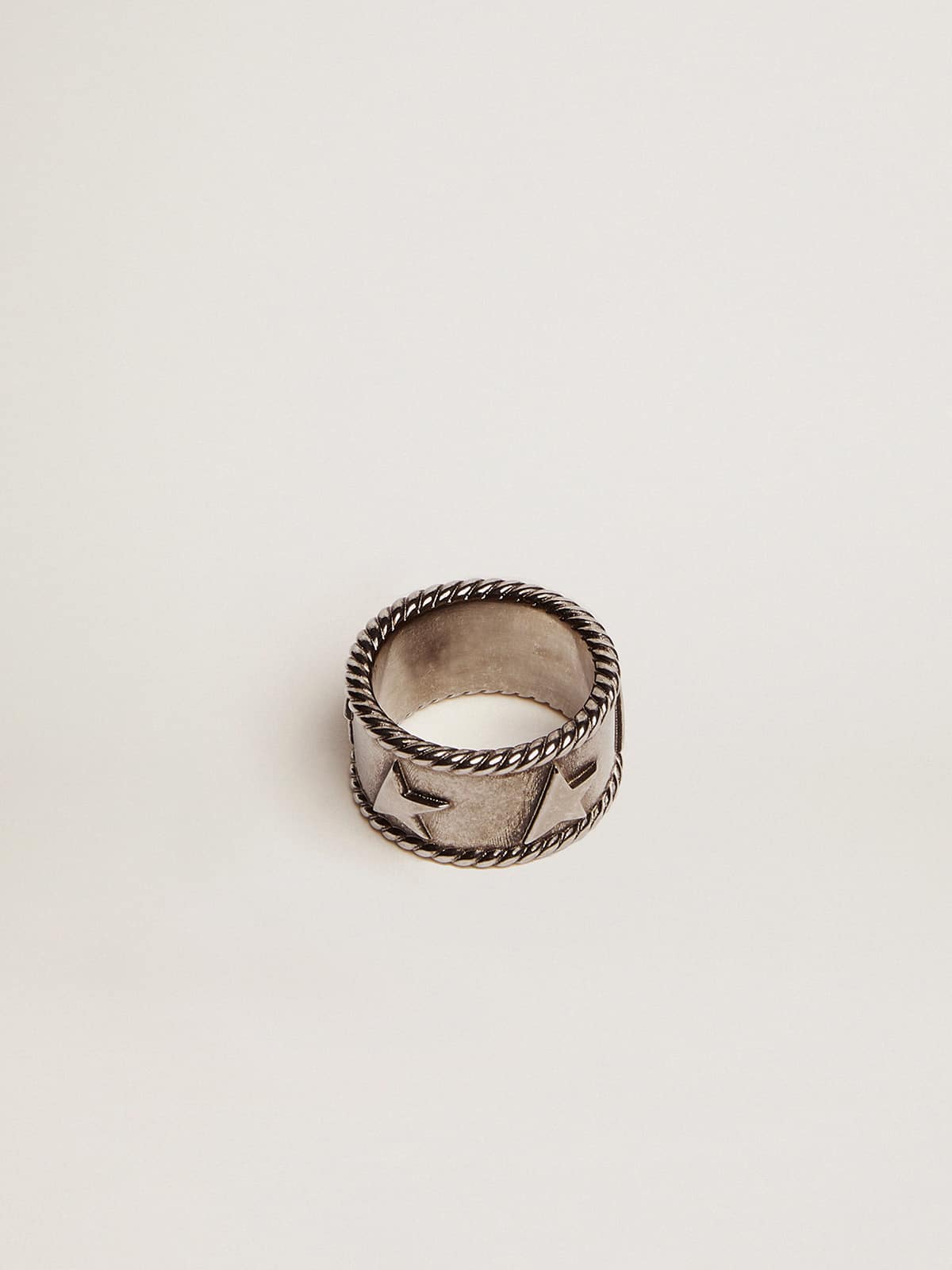 Band ring in antique silver color| Golden Goose