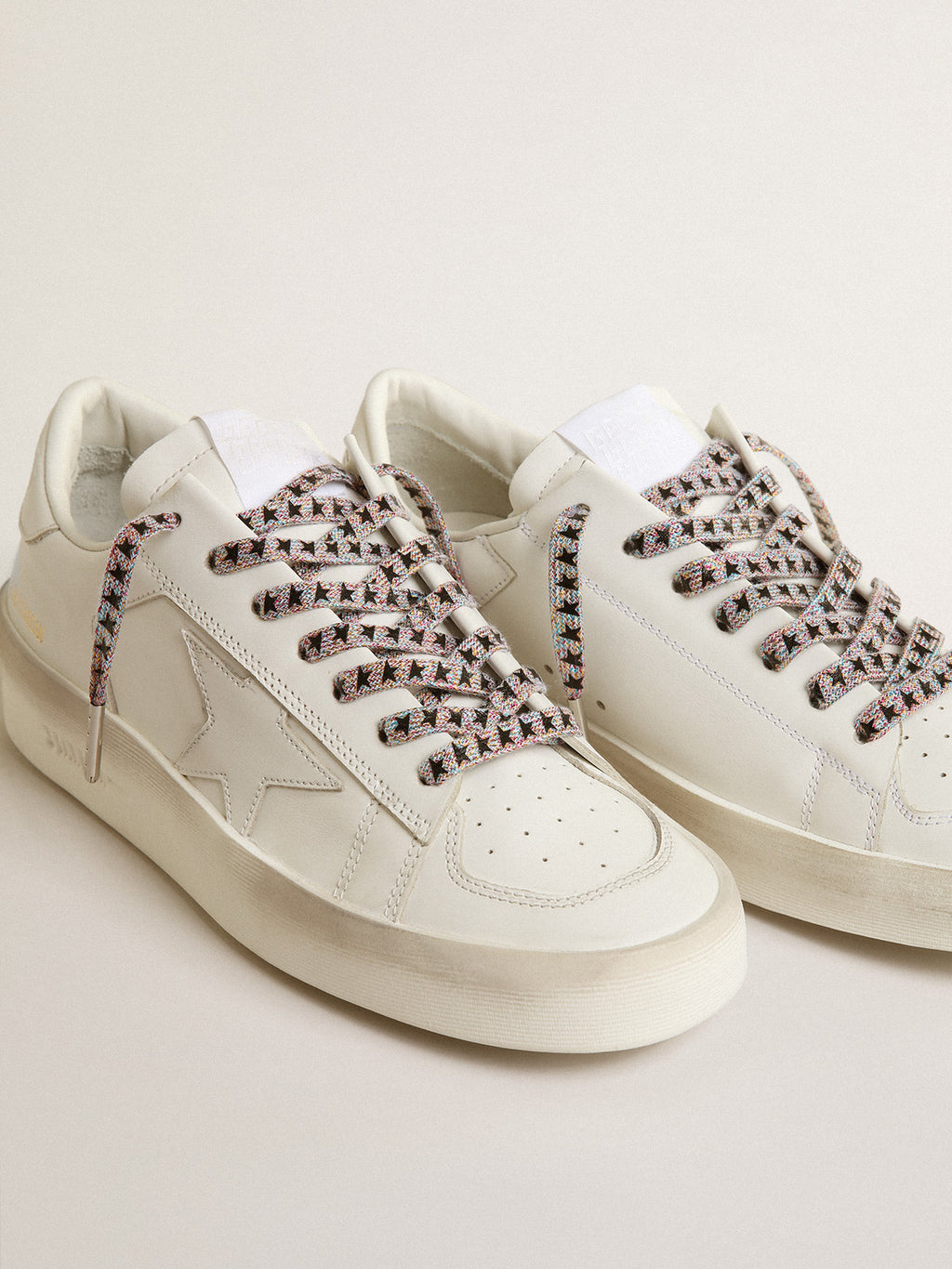 Multicolor lurex laces with black stars| Golden Goose
