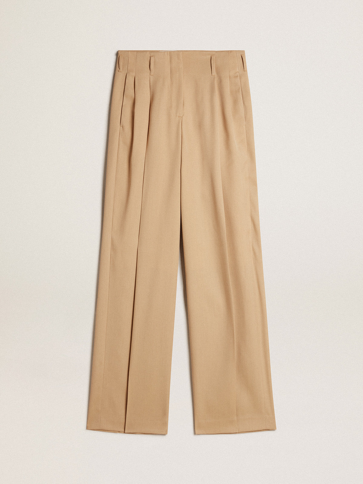 Women's wool gabardine pants in sand| Golden Goose