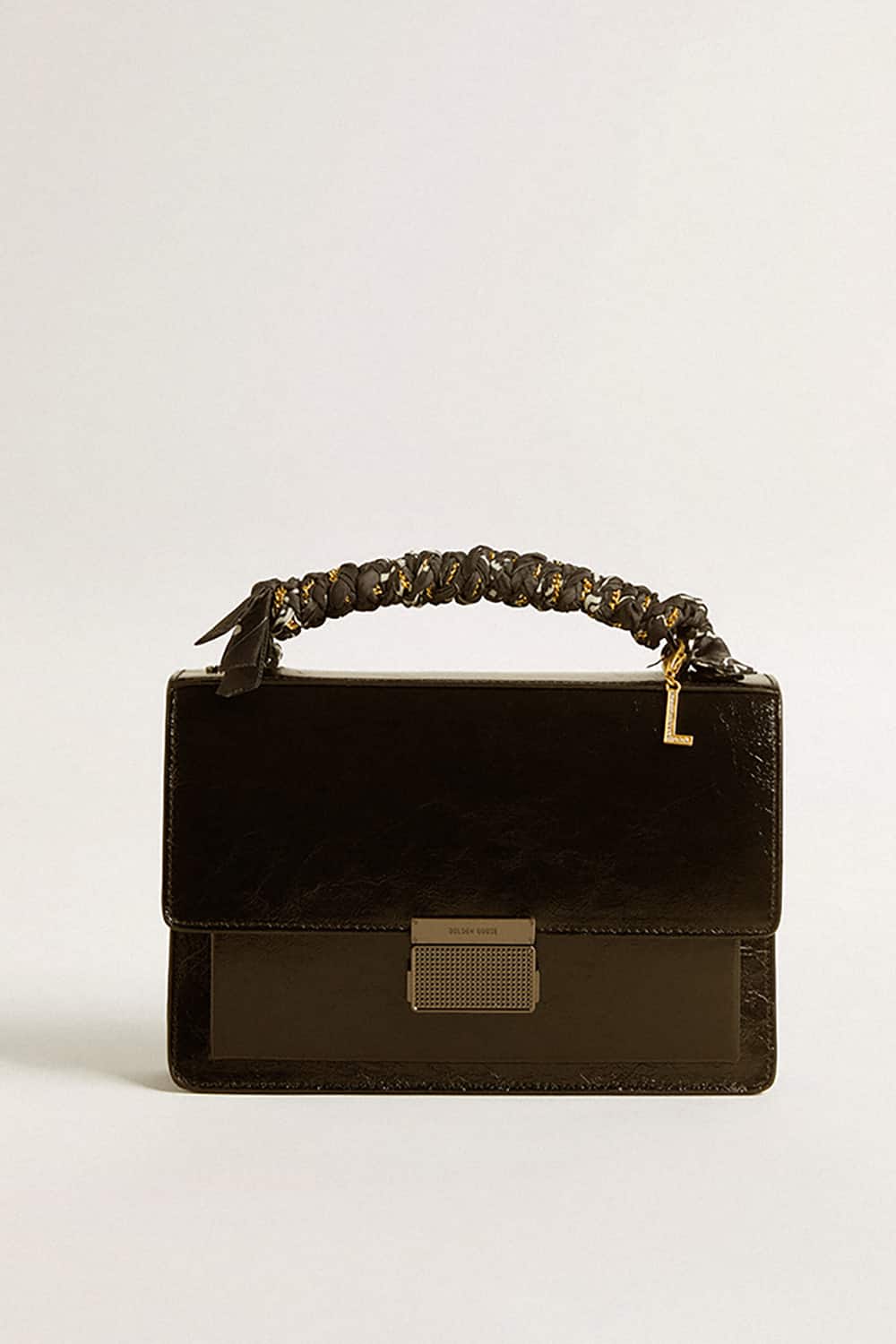 Letter L charm in gold-colored brass with crystals| Golden Goose
