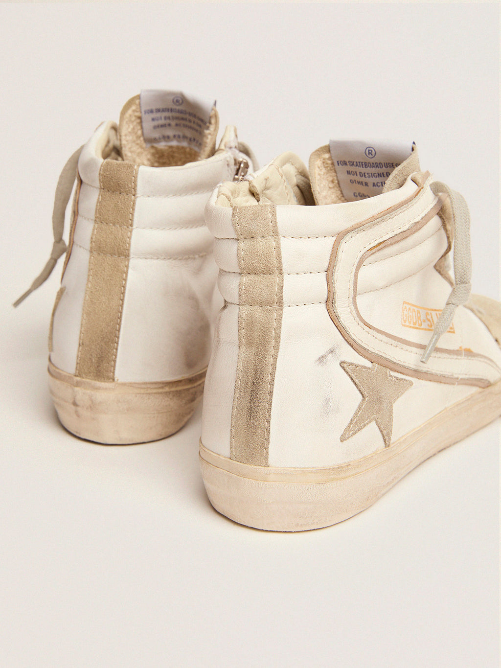 Women's Slide with ice-gray suede star and white flash| Golden Goose