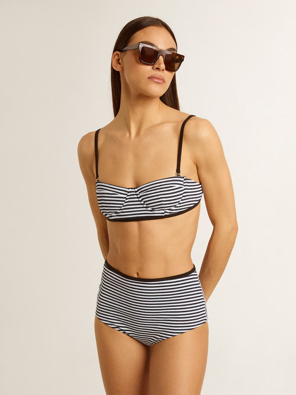 Balcony bikini with irregular stripes| Golden Goose