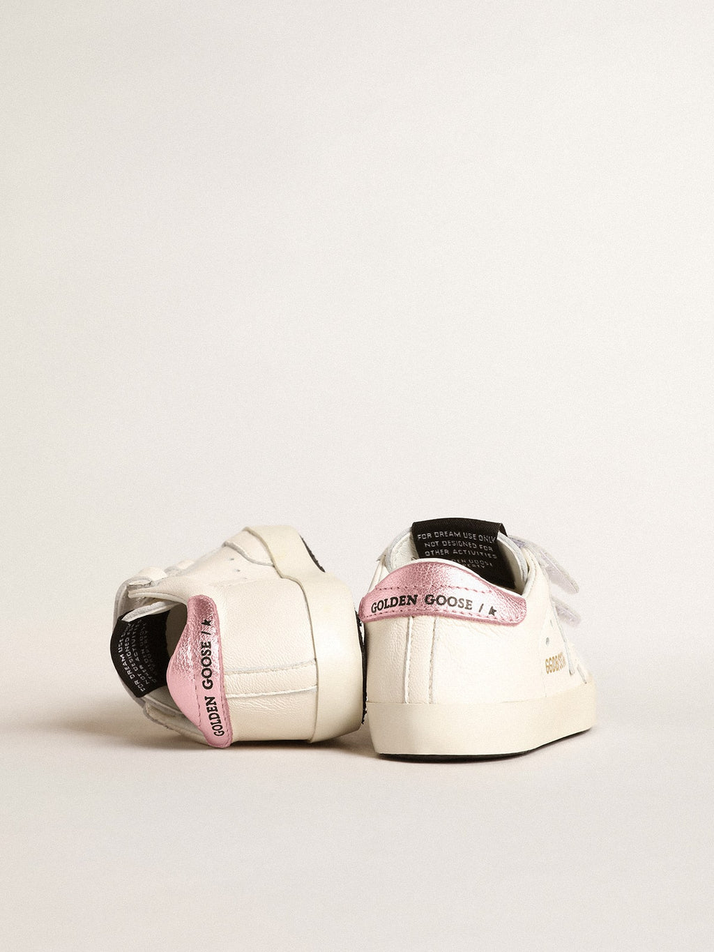 Baby School set in white nappa leather with pink leather heel tab