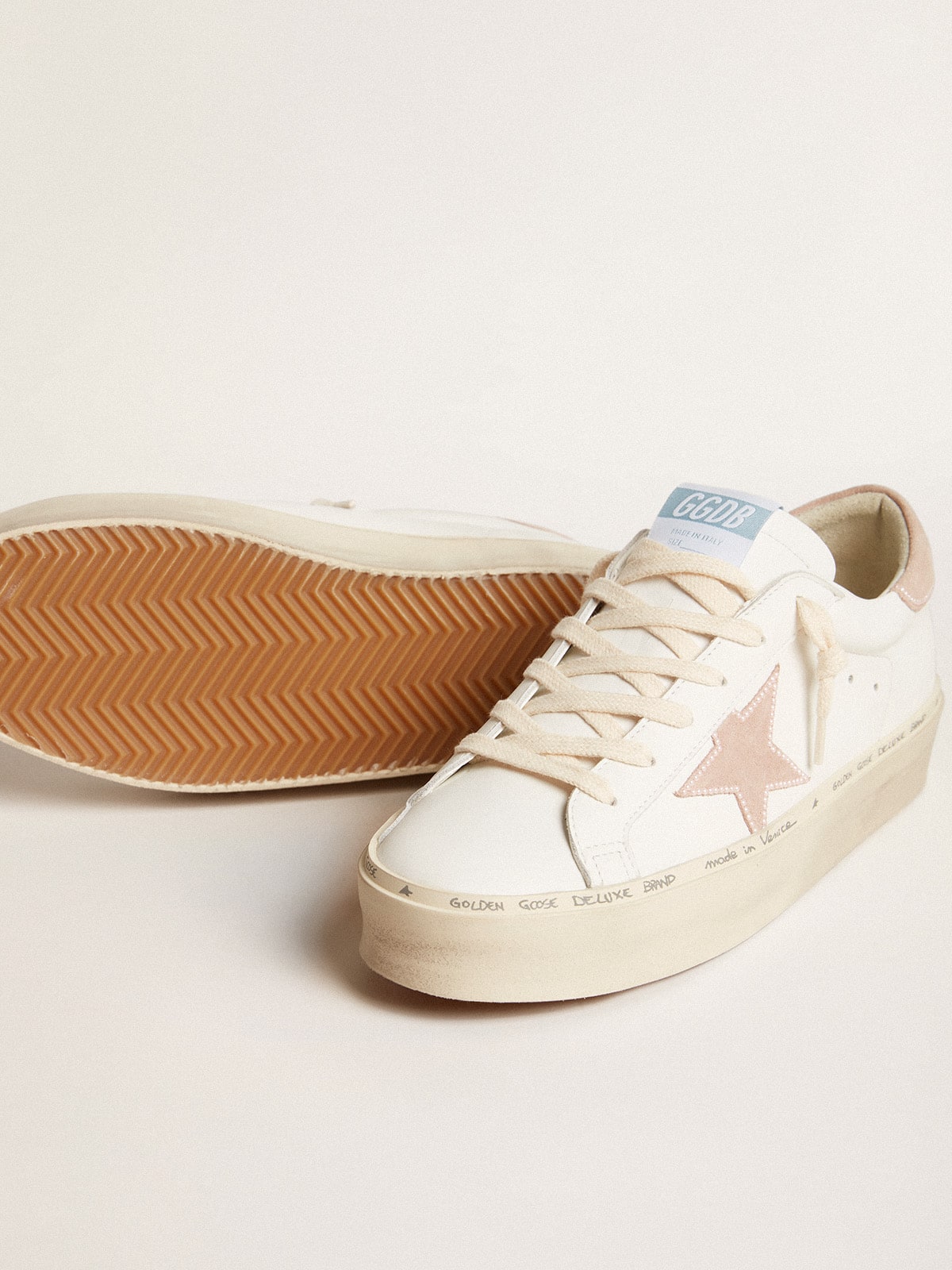 Women's Hi Star LTD with old rose suede star and heel tab with pearls| Golden Goose