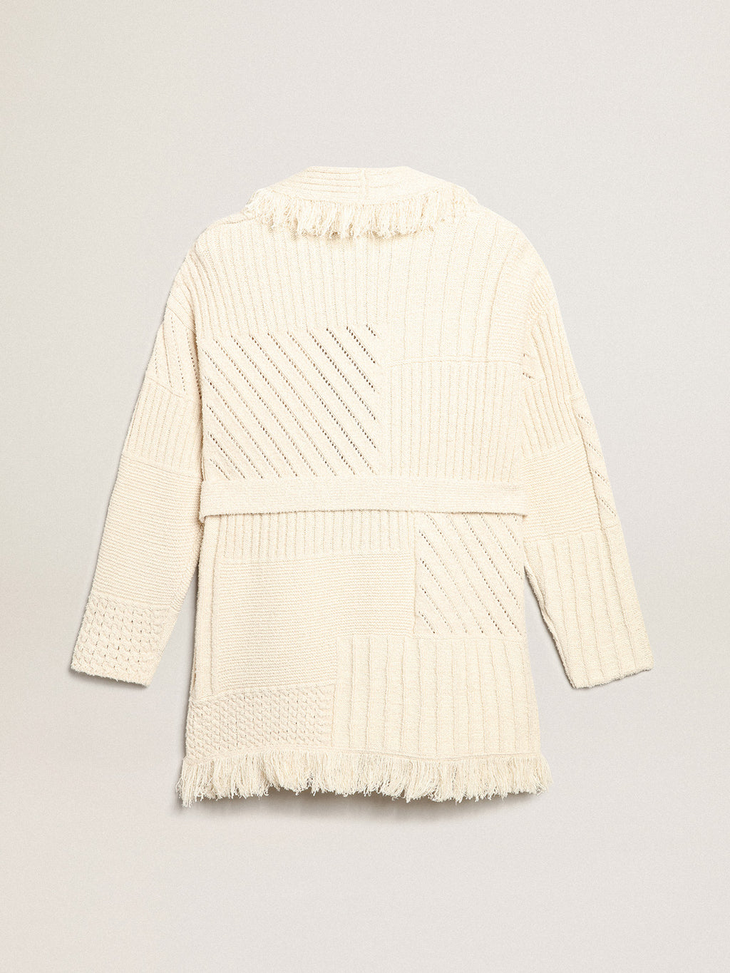 Belted cardigan in papyrus-colored cotton| Golden Goose
