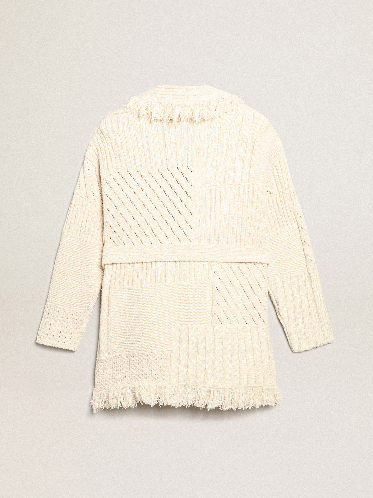 Belted cardigan in papyrus-colored cotton| Golden Goose