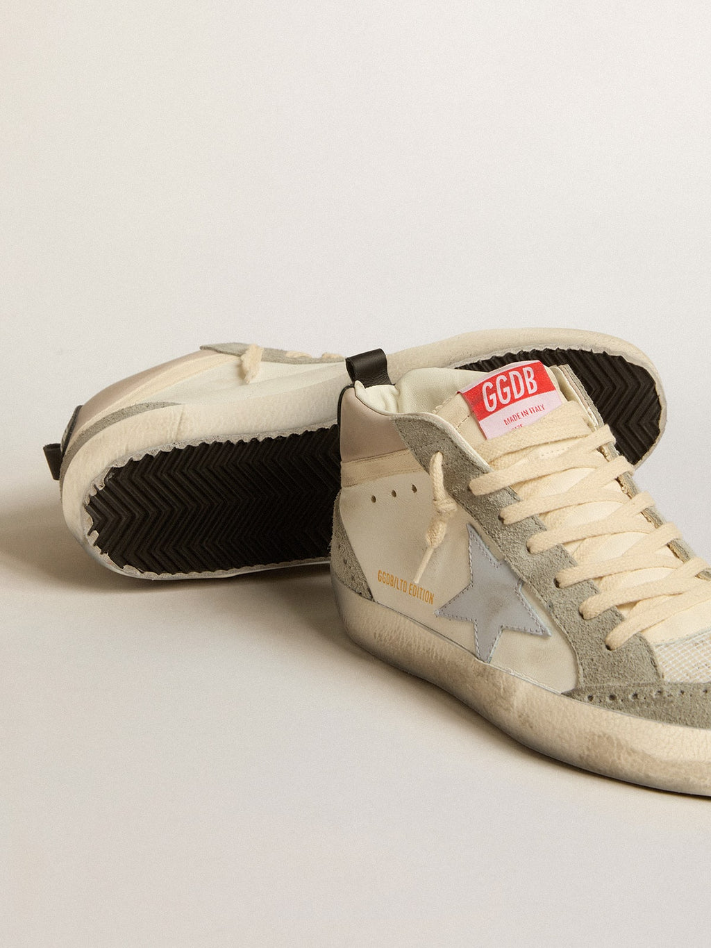 Mid Star LTD with light gray leather star and gray suede inserts| Golden Goose