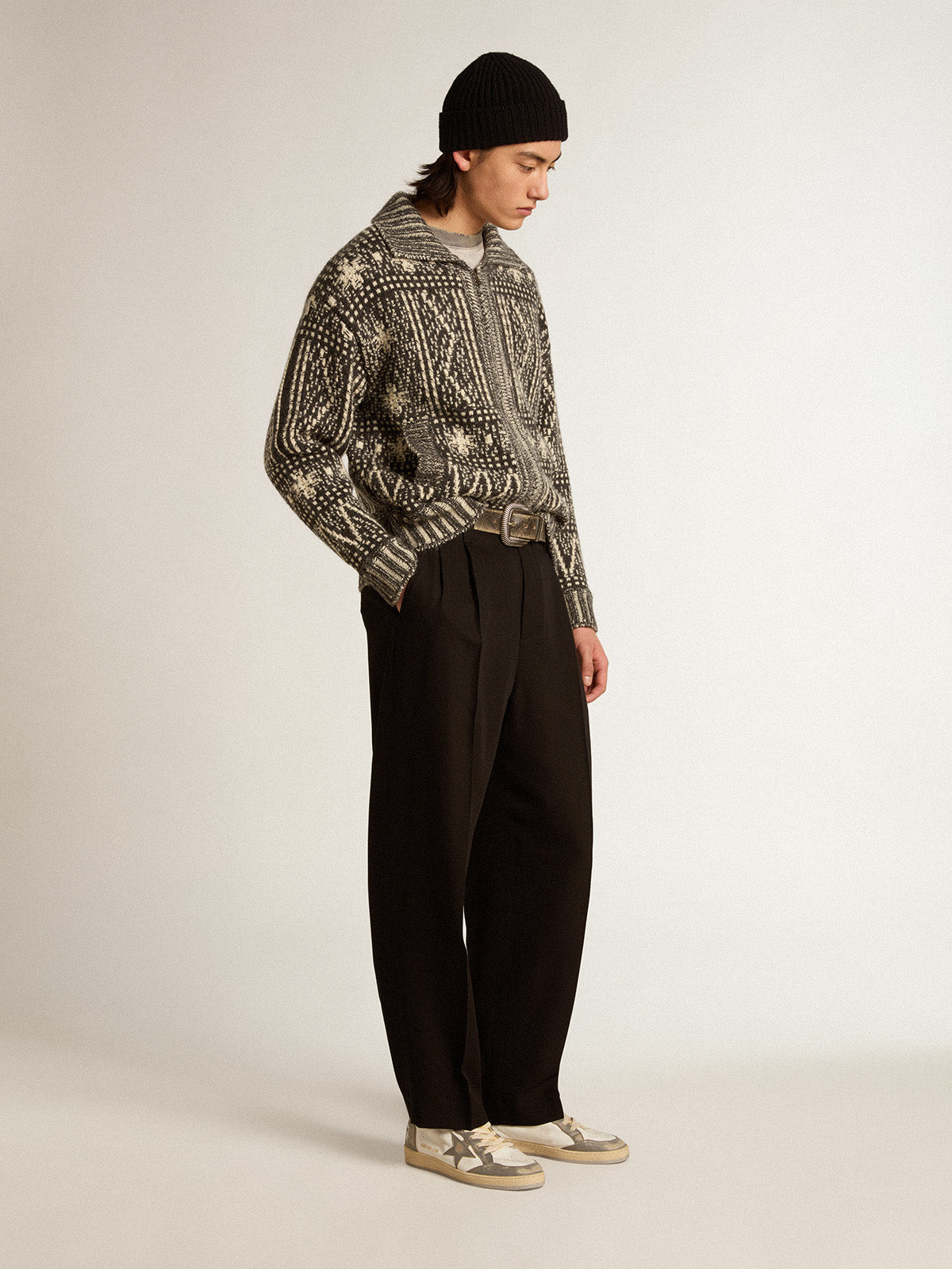 Black wool and viscose blend pants| Golden Goose