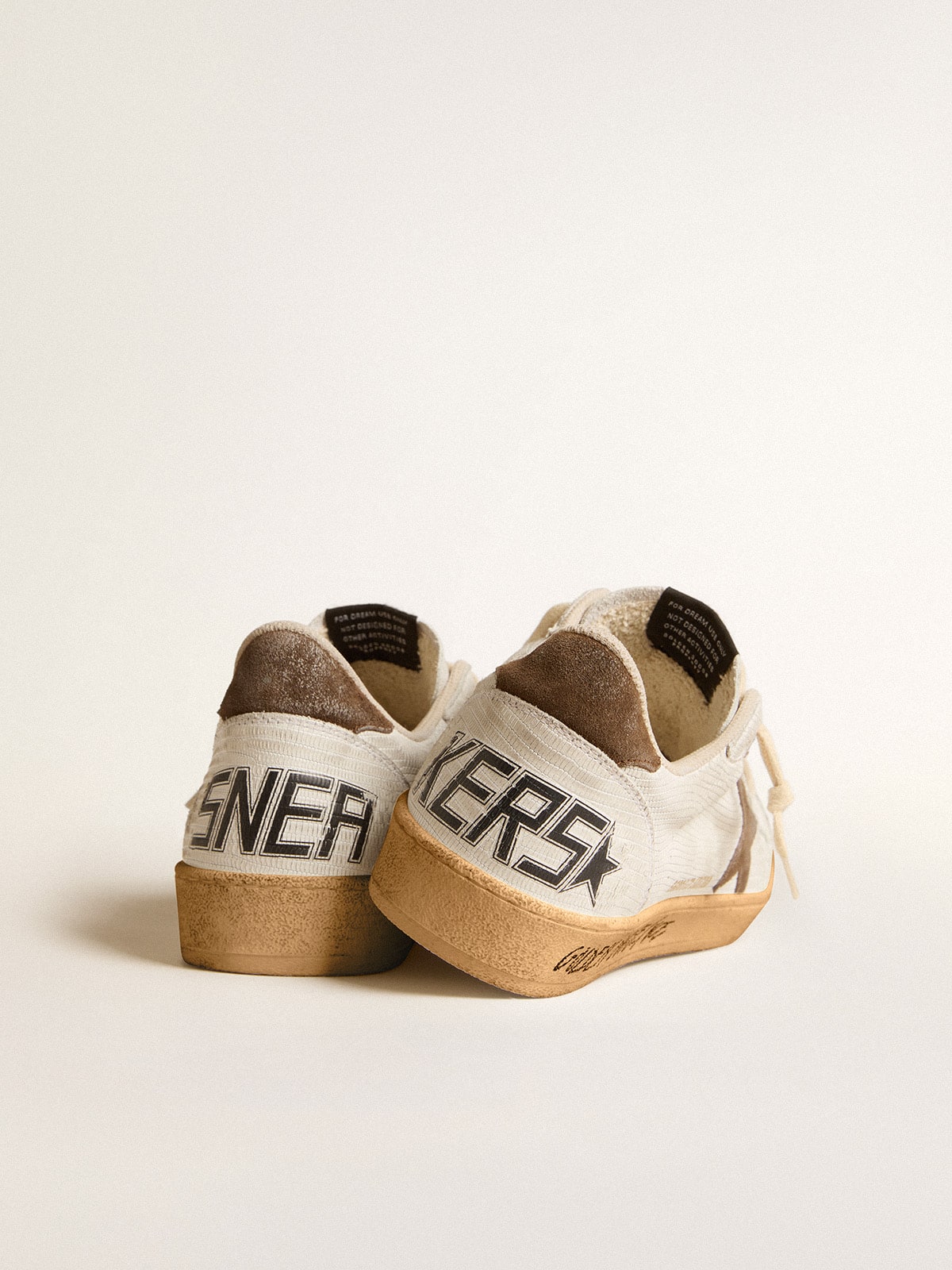 Men's Ball Star in white nubuck leather with brown suede star and heel tab| Golden Goose