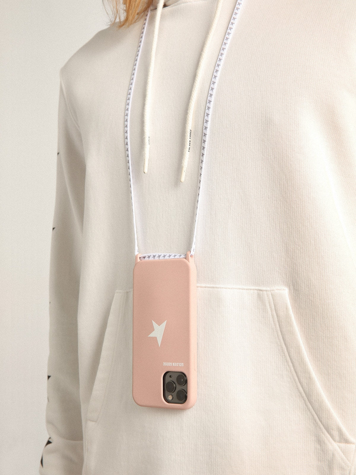 Cover for iPhone 12 and 12 Pro light pink with white logo| Golden Goose