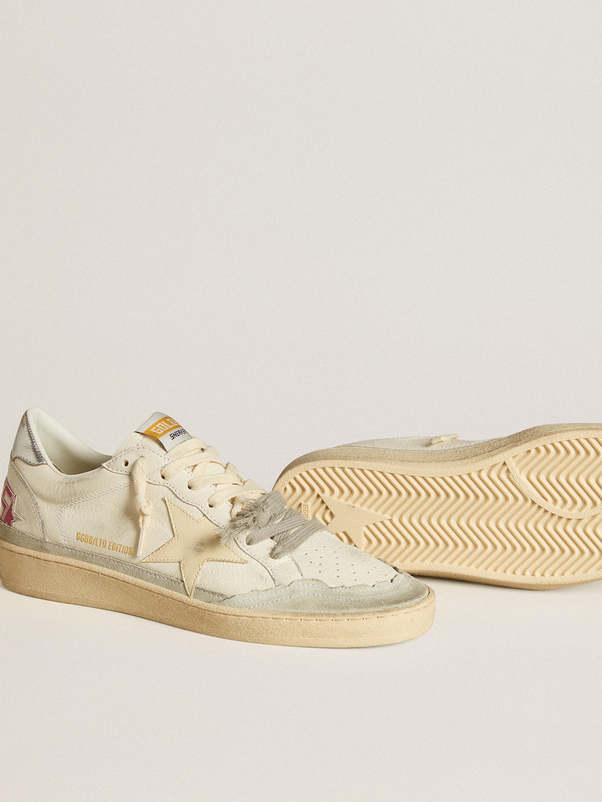 Ball Star LTD in nappa leather with leather star and metallic leather heel tab| Golden Goose