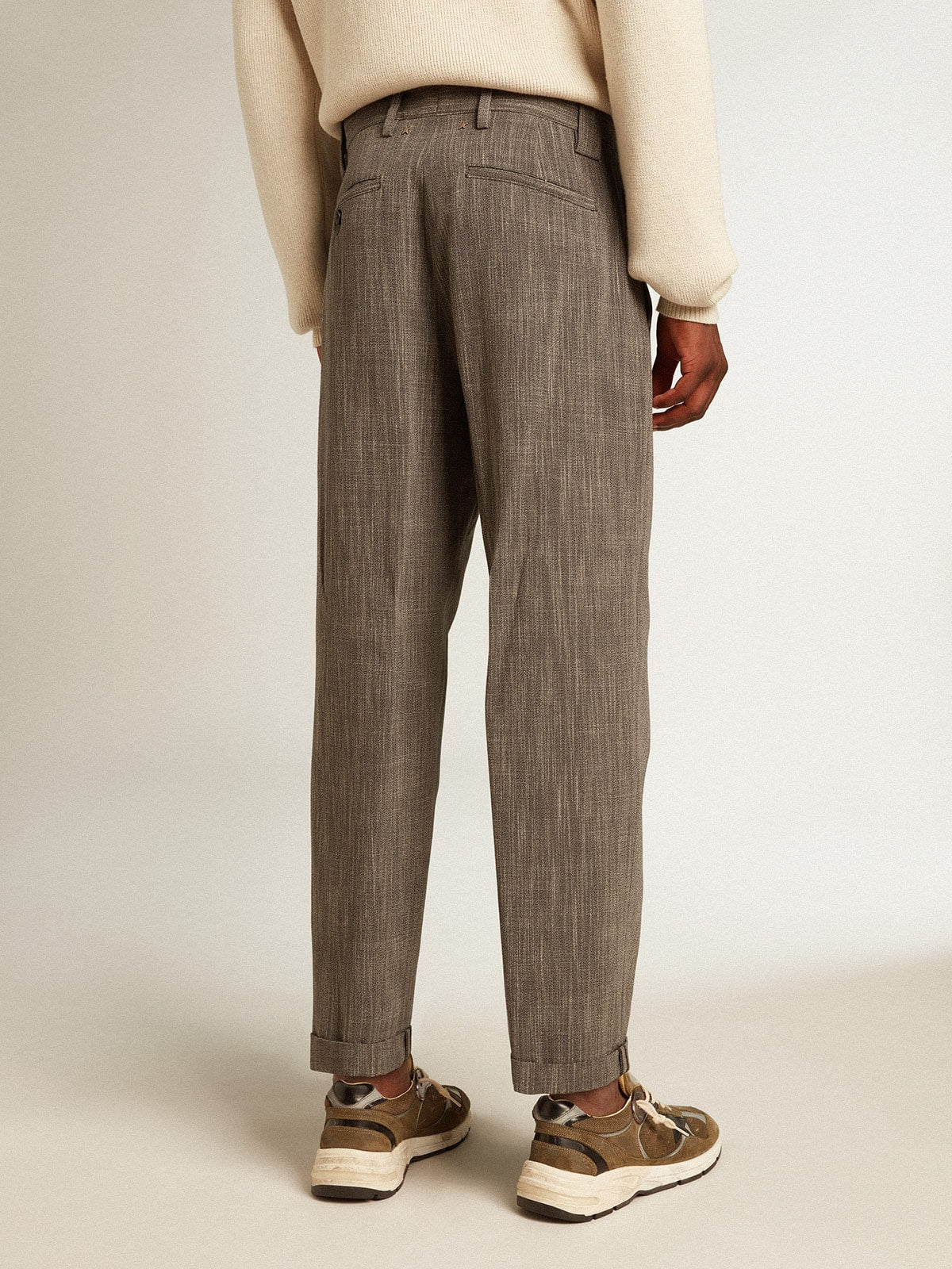 Men's chinos in gray melange wool blend