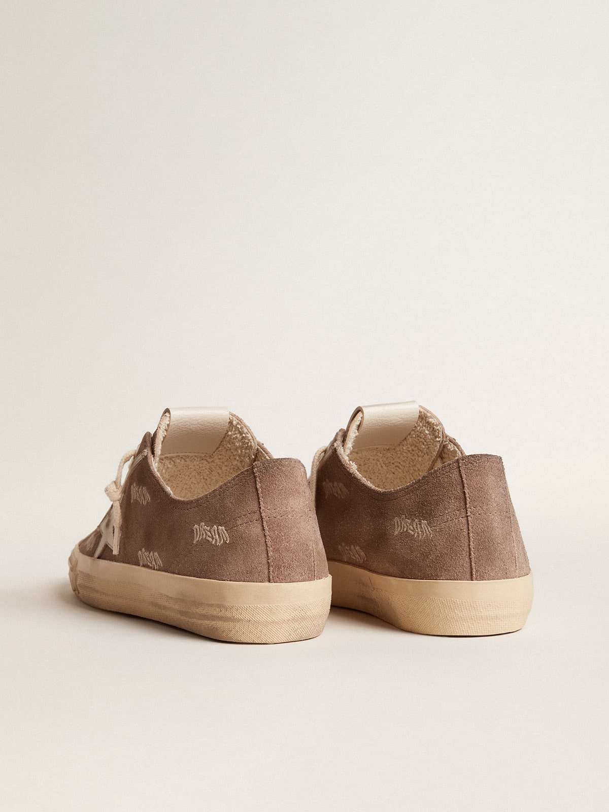 Women's V-Star in dove-gray suede with light gray leather star| Golden Goose