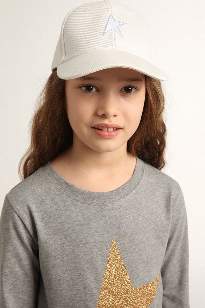 Kids' white baseball cap with star| Golden Goose