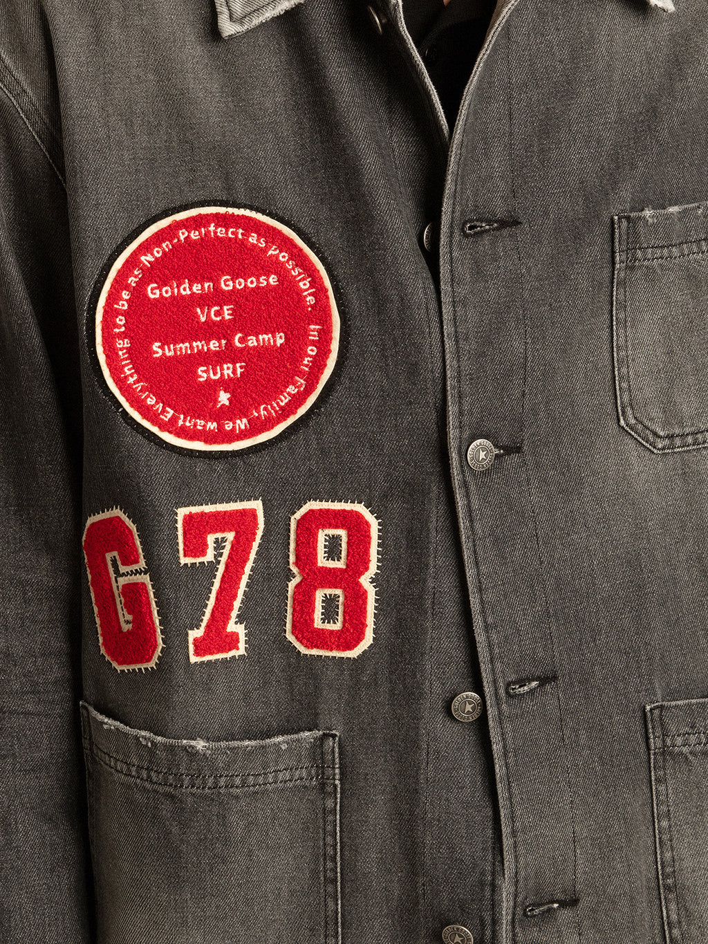 Black denim shirt with patches| Golden Goose