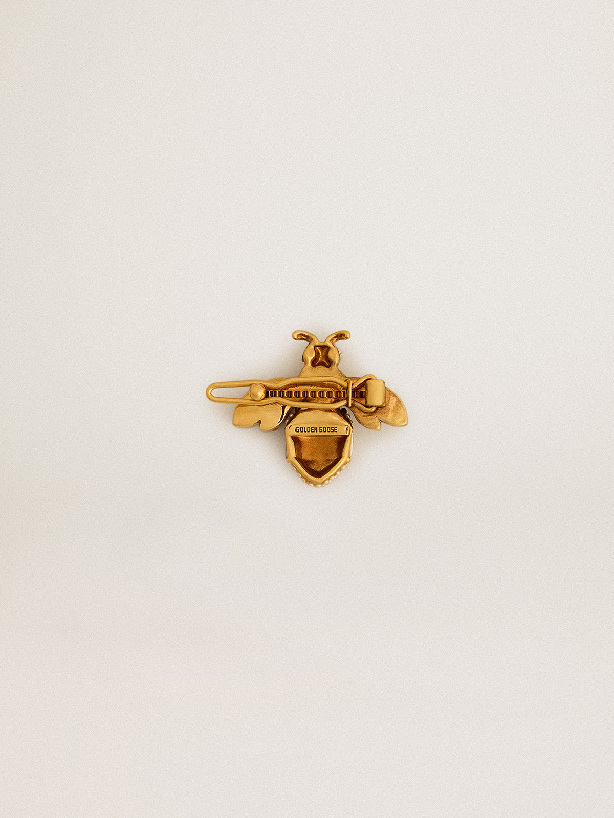 Bee-shaped lace tag in antique gold color with crystals| Golden Goose