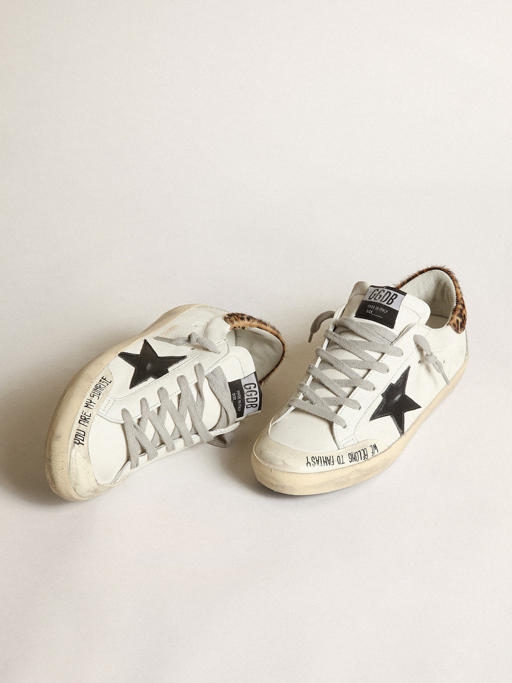 Super-Star with black leather star & leo-print pony skin heel tab| Golden Goose