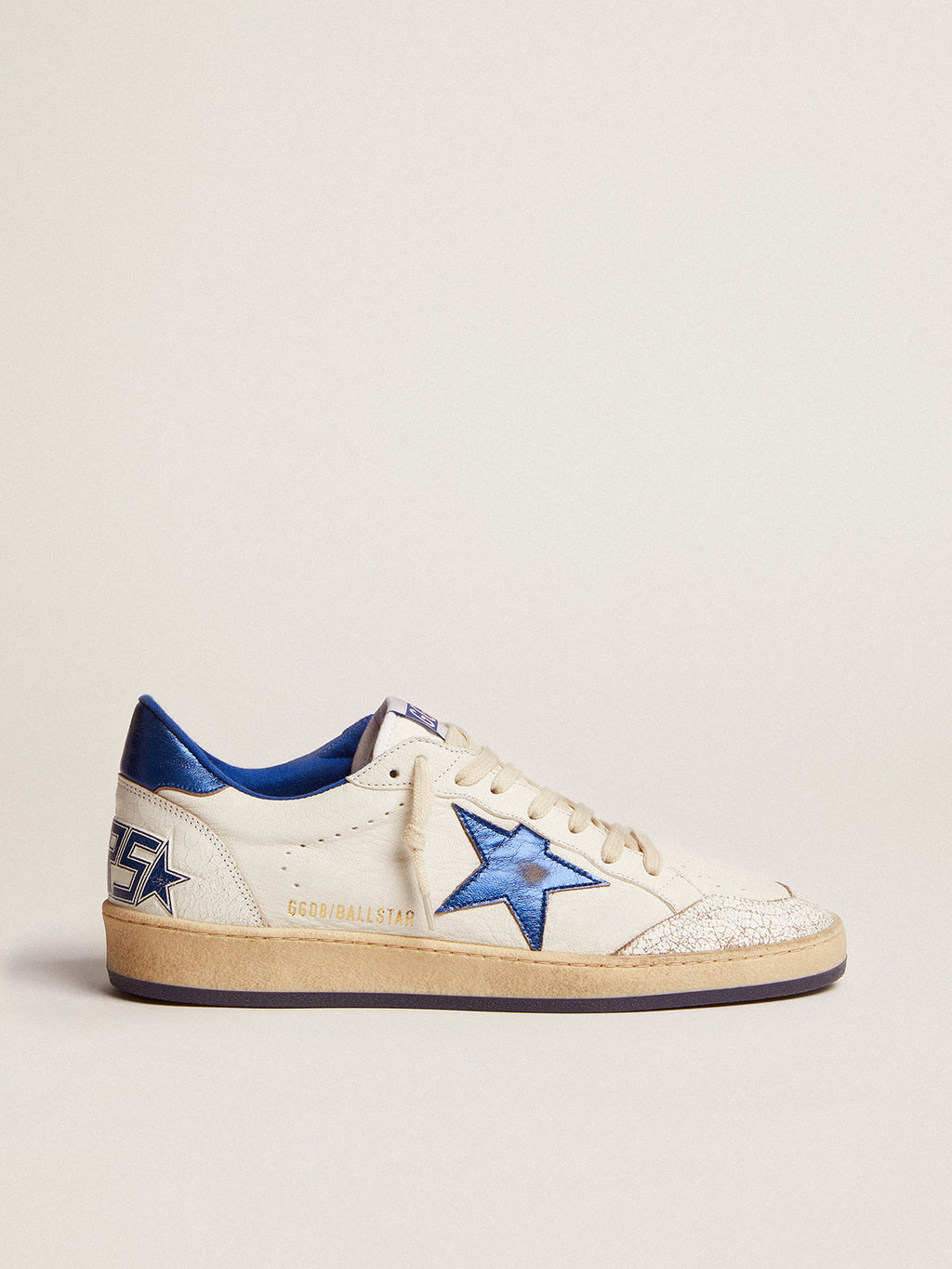 Men's Ball Star in white nappa with blue star and heel tab| Golden Goose