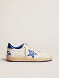 Men's Ball Star in white nappa with blue star and heel tab| Golden Goose