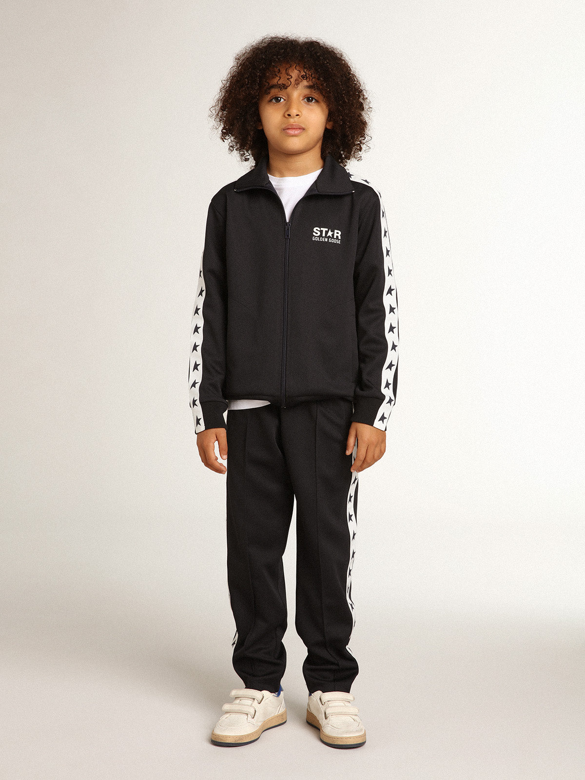 Dark blue joggers with white strip and contrasting stars| Golden Goose