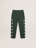 Bright green joggers with contrasting stars| Golden Goose