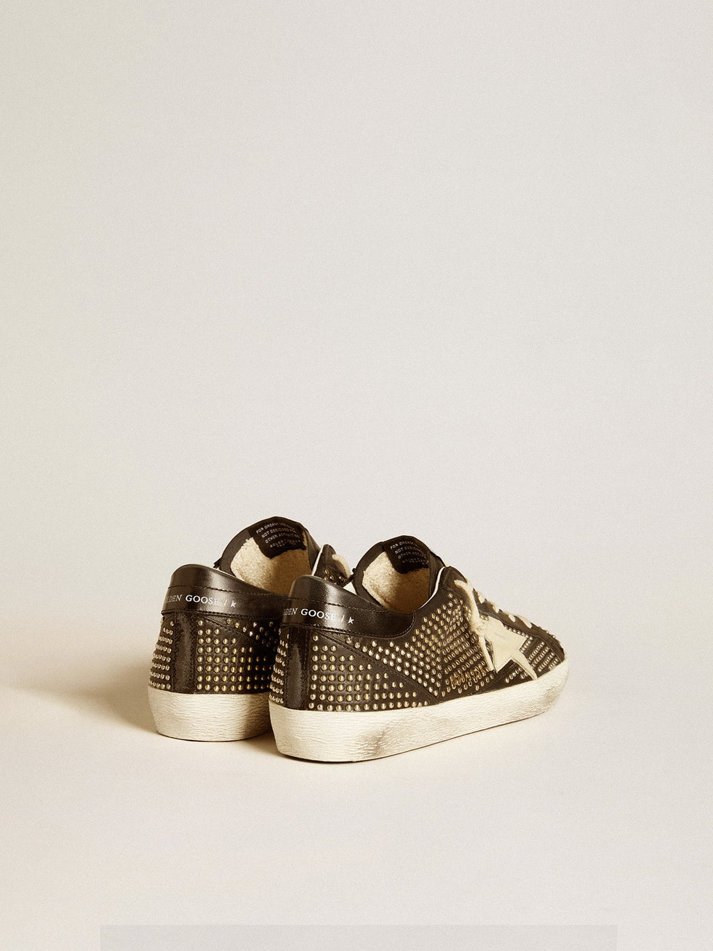 Men's Super-Star in studded black nappa with white leather star| Golden Goose