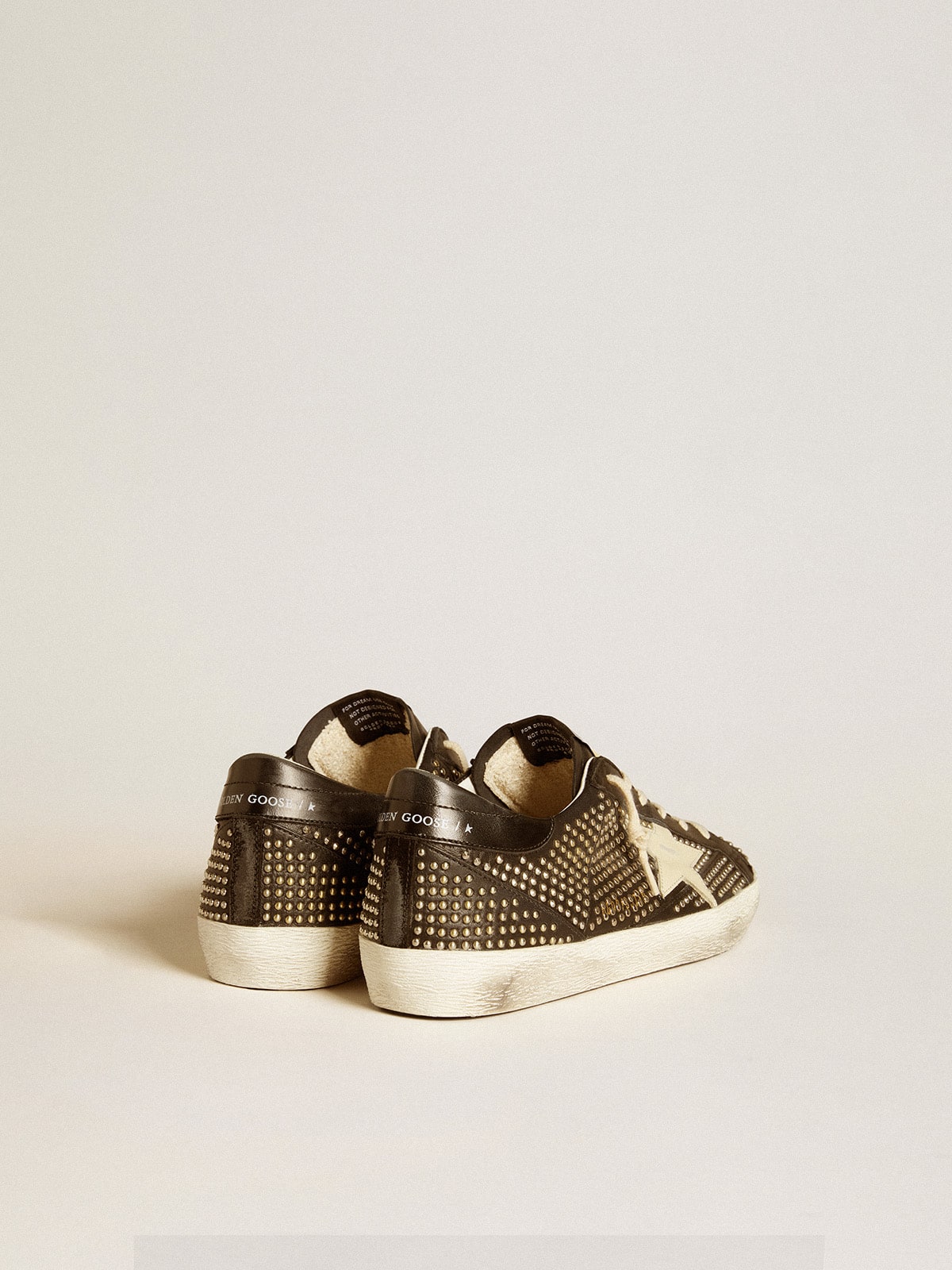 Men's Super-Star in studded black nappa with white leather star| Golden Goose