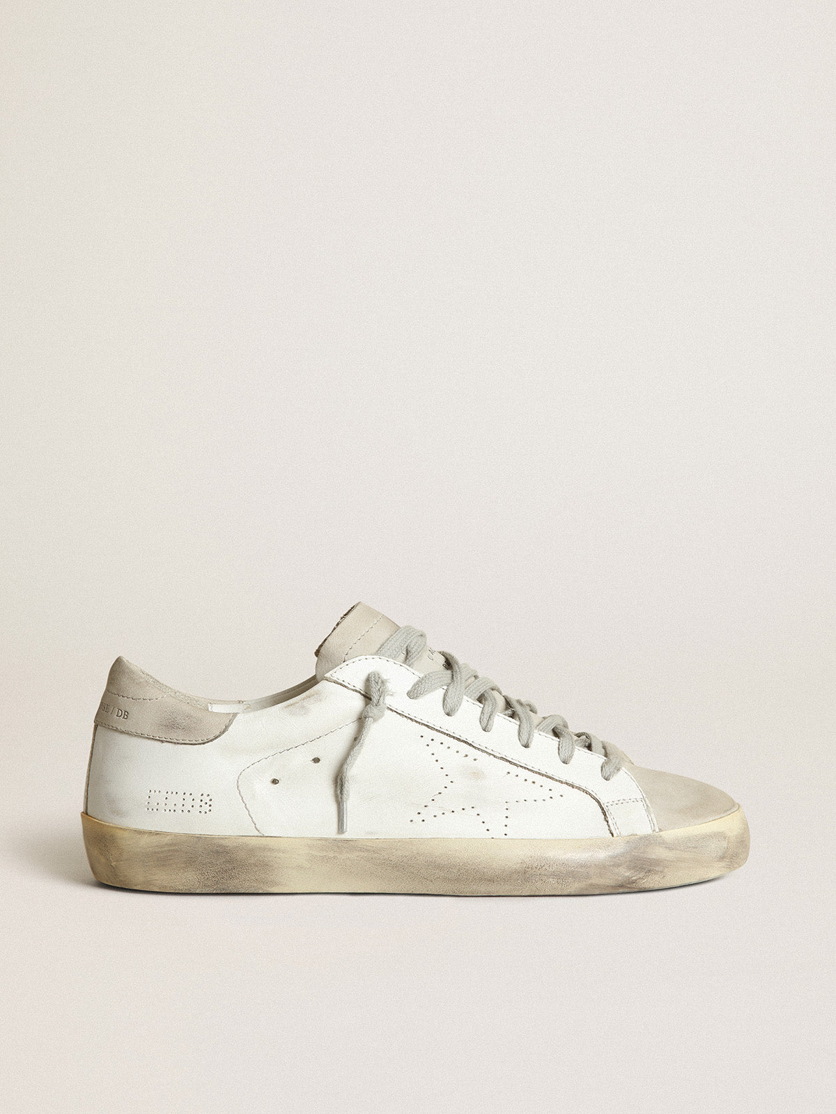 Men's Super-Star with perforated star and ice-gray heel tab| Golden Goose
