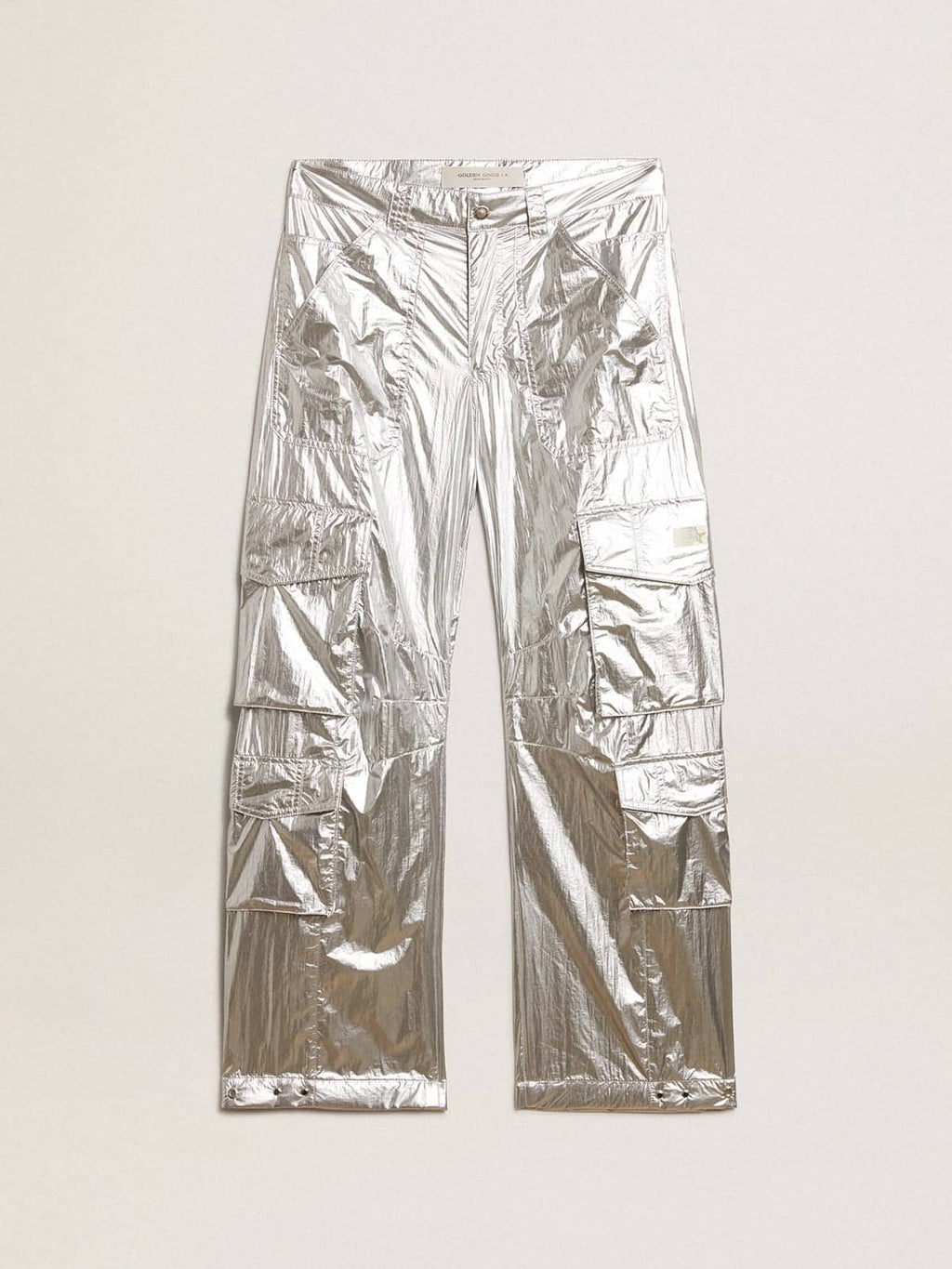 Men's cargo pants in silver technical fabric| Golden Goose