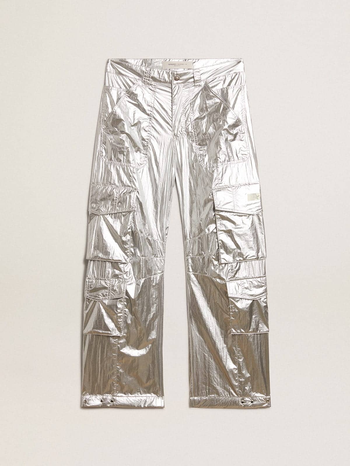 Men's cargo pants in silver technical fabric| Golden Goose