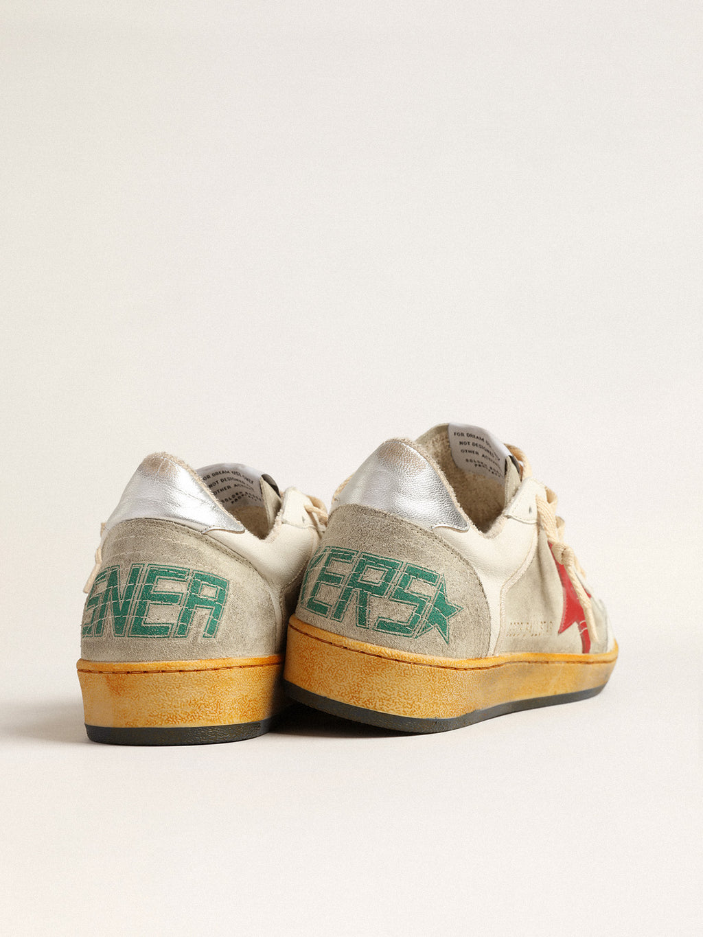 Ball Star in gray suede with red star and silver heel tab| Golden Goose