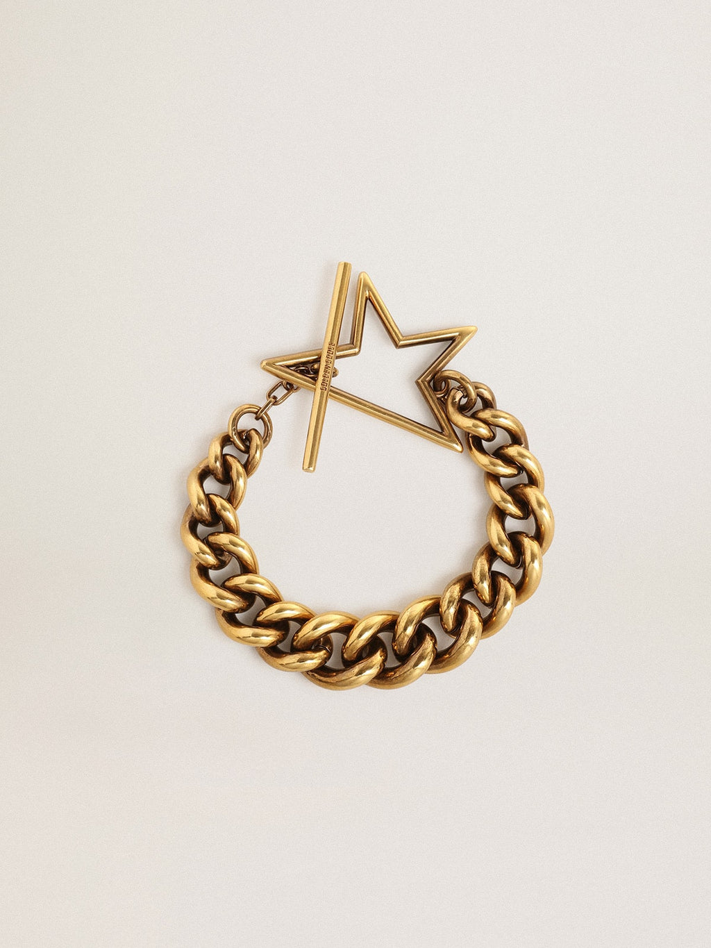 Bracelet in antique gold decreasing chain with star-shaped clasp| Golden Goose