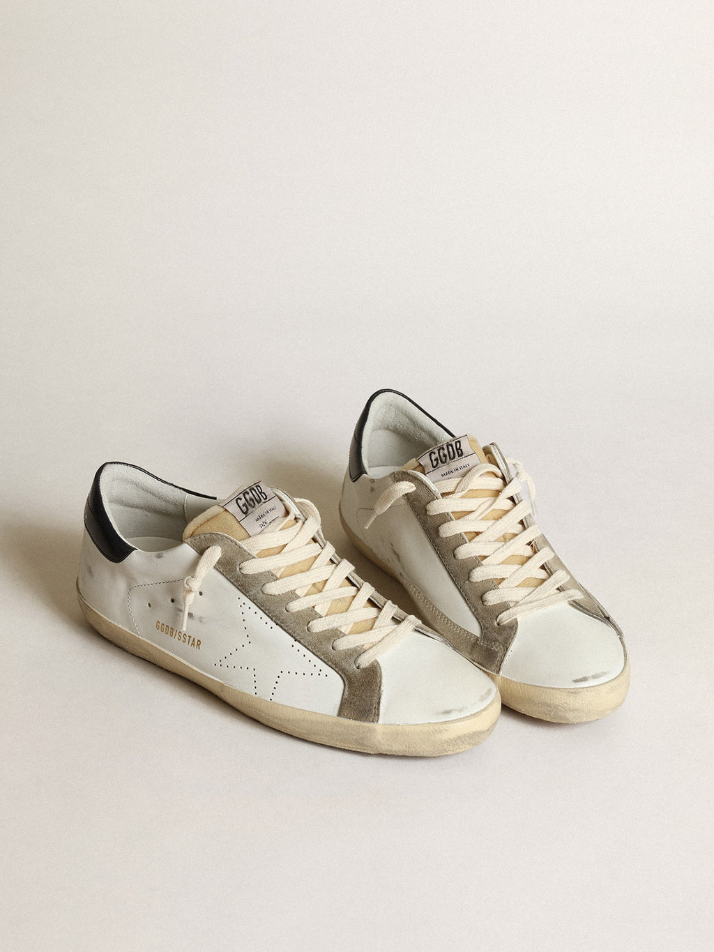 Men's Super-Star with perforated star and blue heel tab| Golden Goose
