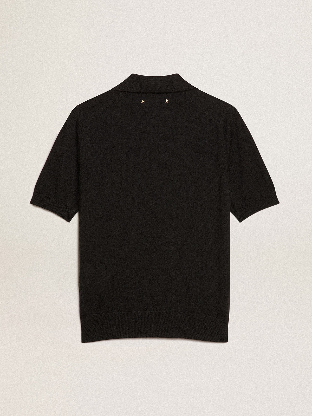 Women's polo shirt in black merino wool| Golden Goose