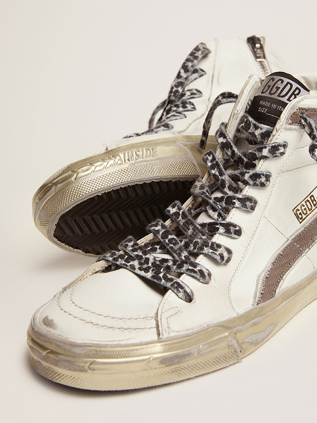 Women's Slide with star in white suede and leather flash| Golden Goose