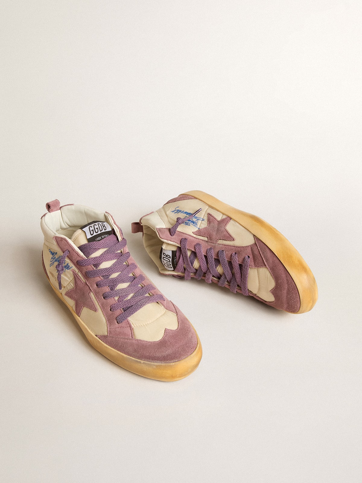 Women's Mid Star LAB in nylon and nappa with mauve suede star| Golden Goose