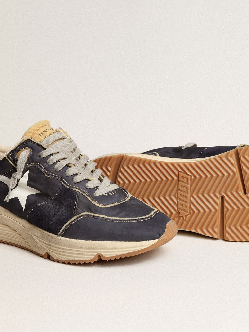 Running Sole in blue nylon with white printed star| Golden Goose