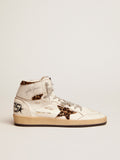 Sky-Star sneakers with signature on the ankle and leopard-print pony skin inserts| Golden Goose